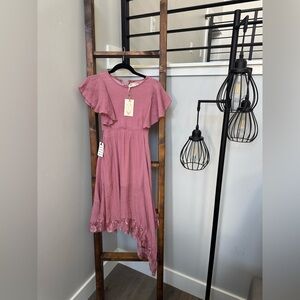 Girls Joyfolie Asymmetrical Dress with Lace Trim